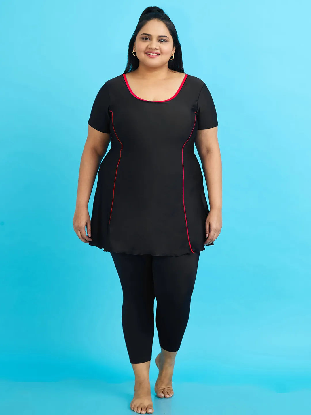 Women's Aqua Piping Swimdress