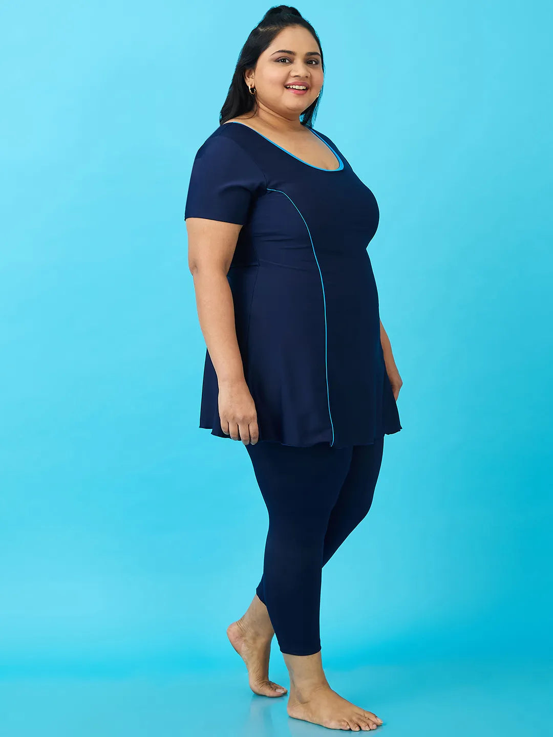 Women's Aqua Piping Swimdress