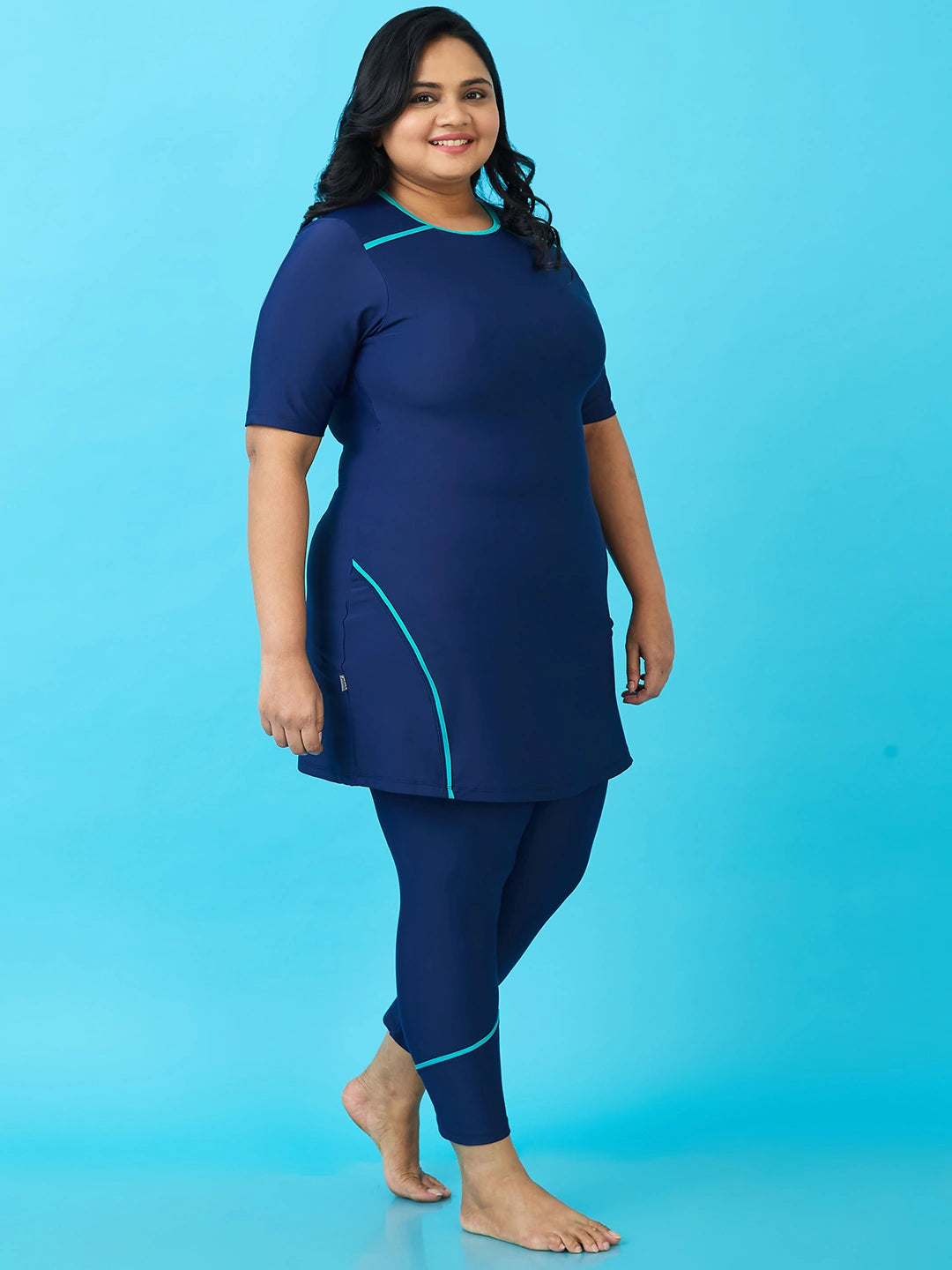 Women's Silhouette Streaks Two-Piece Swimdress and Full Tights Set