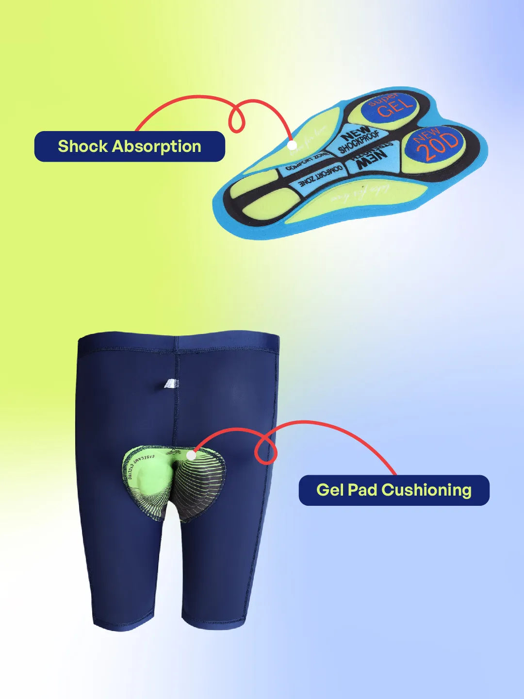 Women's Neon Flex Gel Padded Cycling Shorts