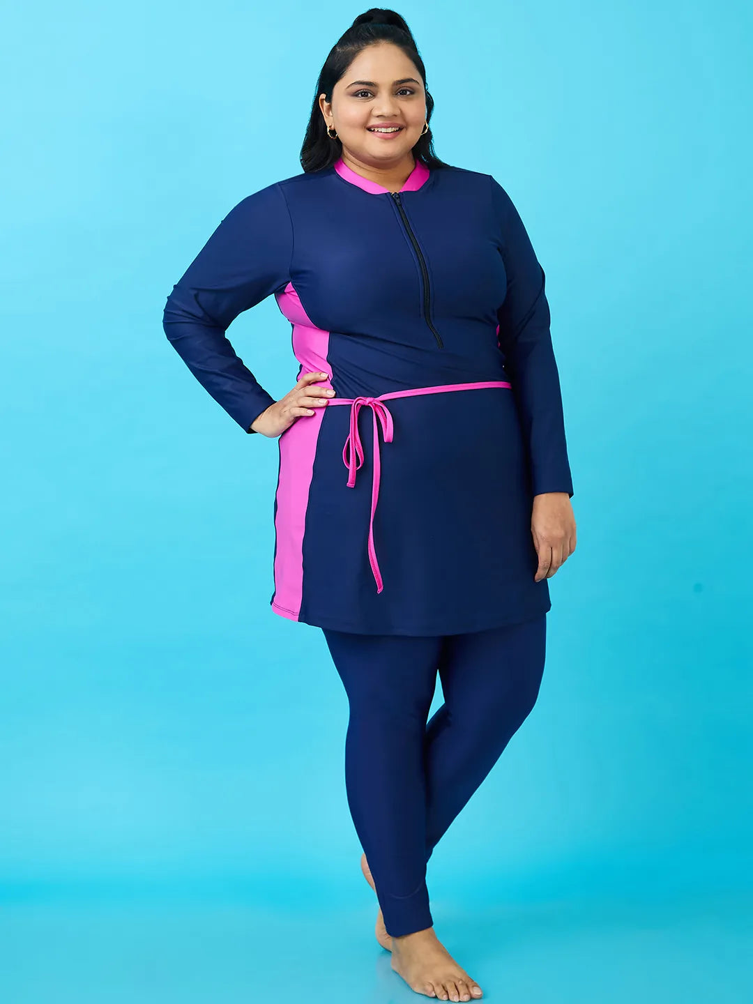 Women's Nautical Illusion Swimdress and Tights Set