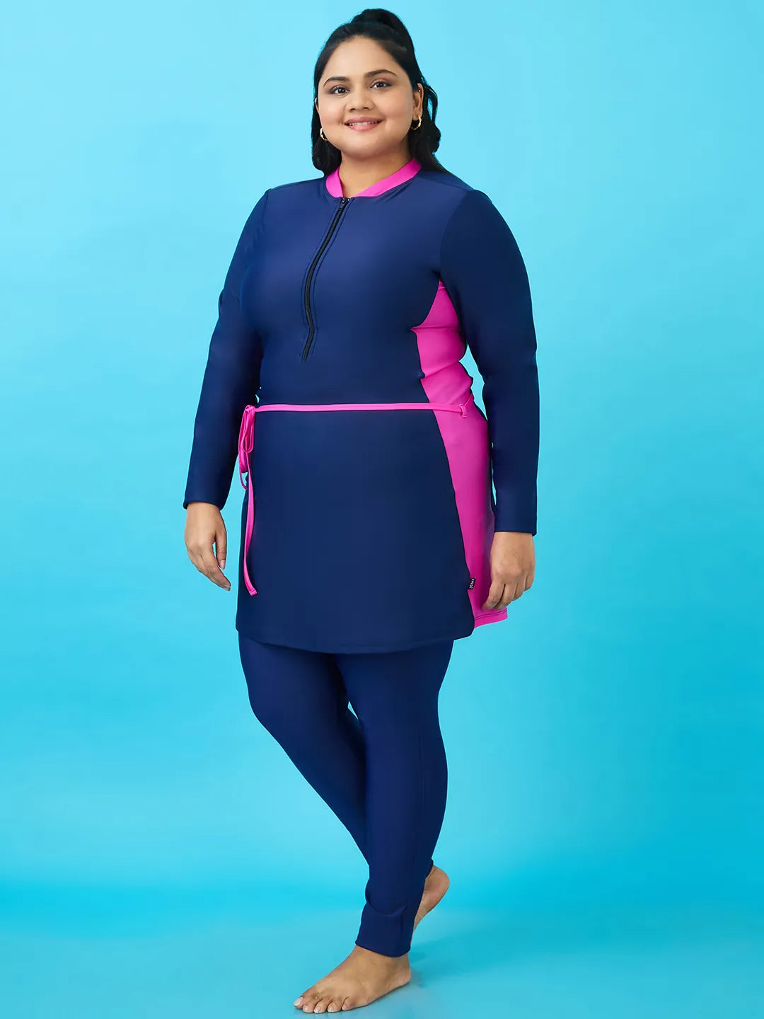 Women's Nautical Illusion Swimdress and Tights Set