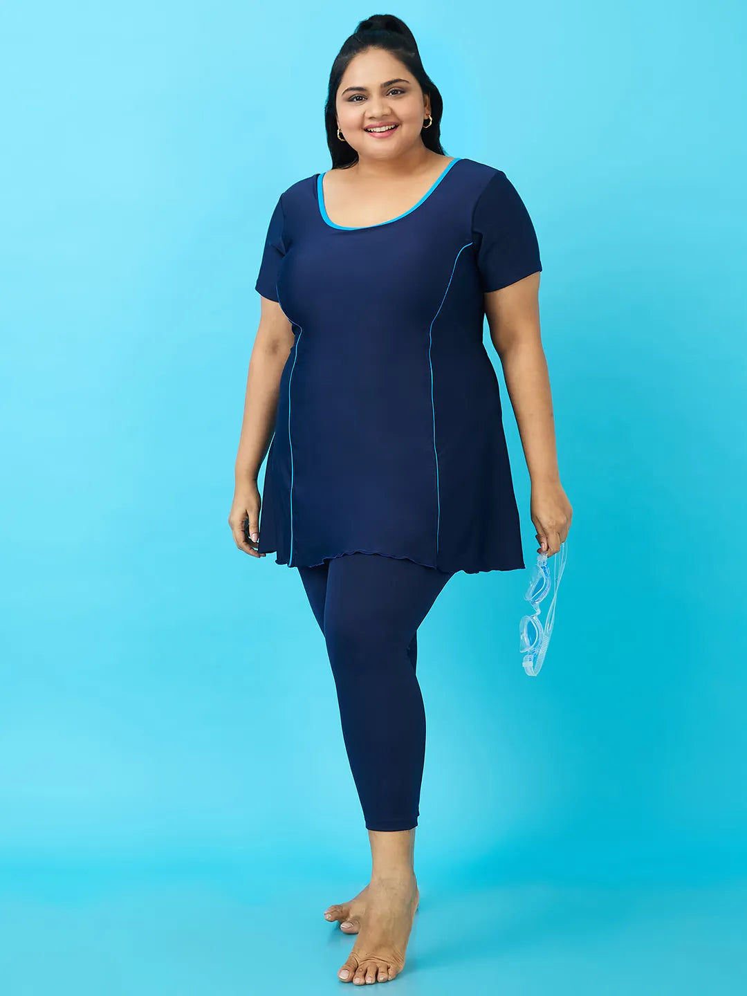 Women's Aqua Piping Swimdress