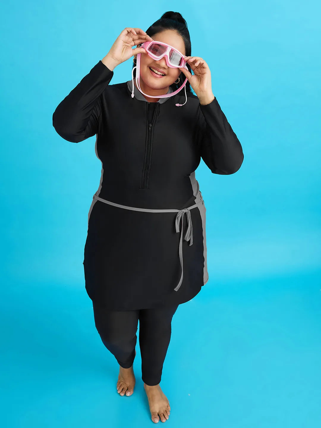 Women's Nautical Illusion Swimdress and Tights Set