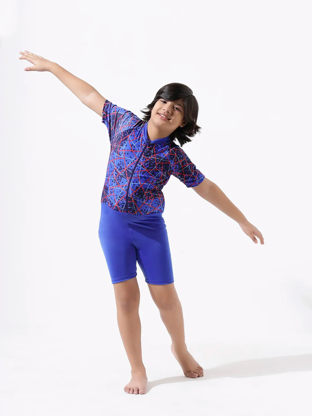 Boy's Geometric Print Skating Suit