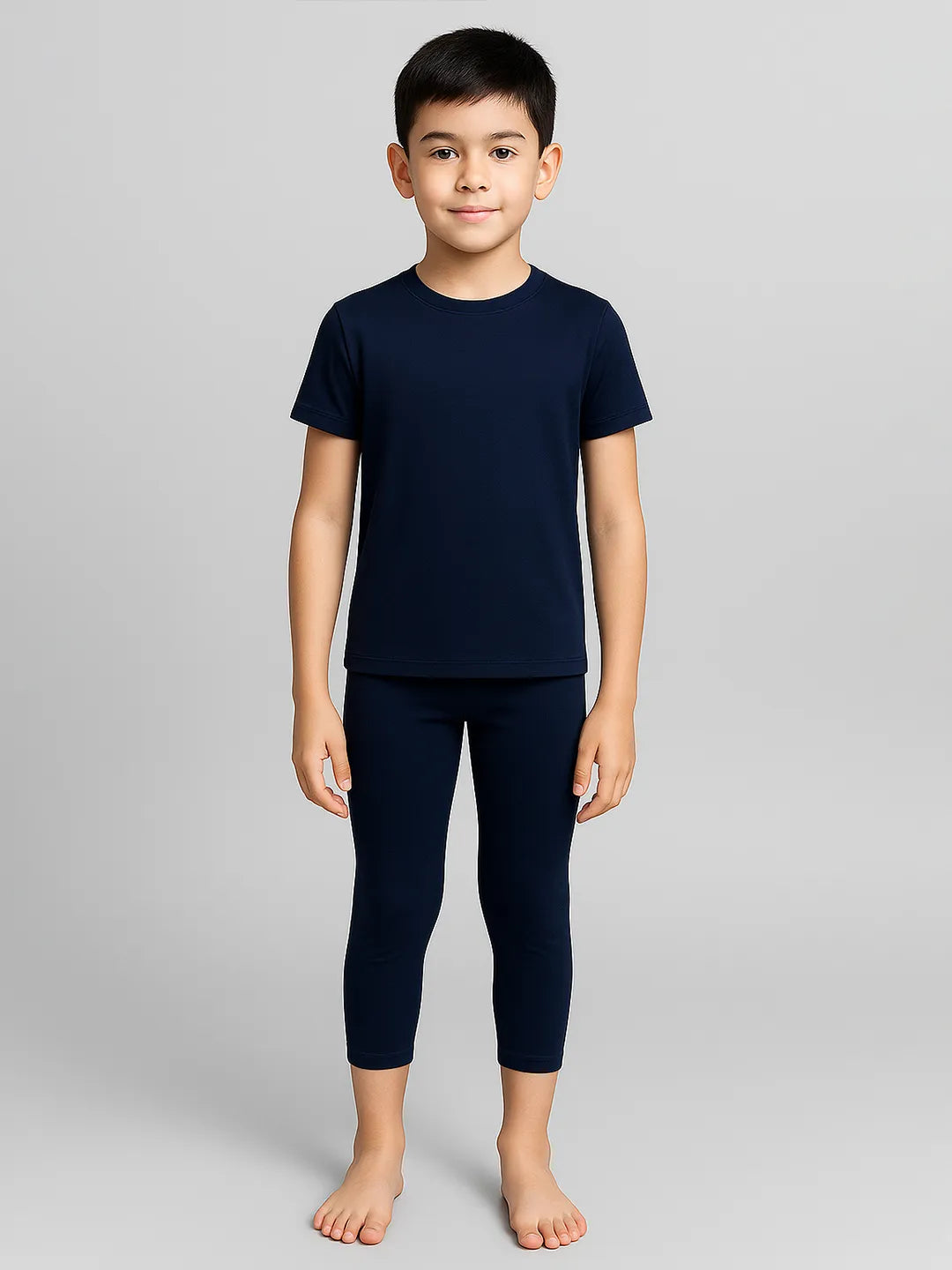Boys' Solid T-Shirt & 3/4th Tights Set