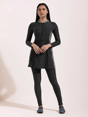 Women's Nautical Illusion Swimdress and Tights Set
