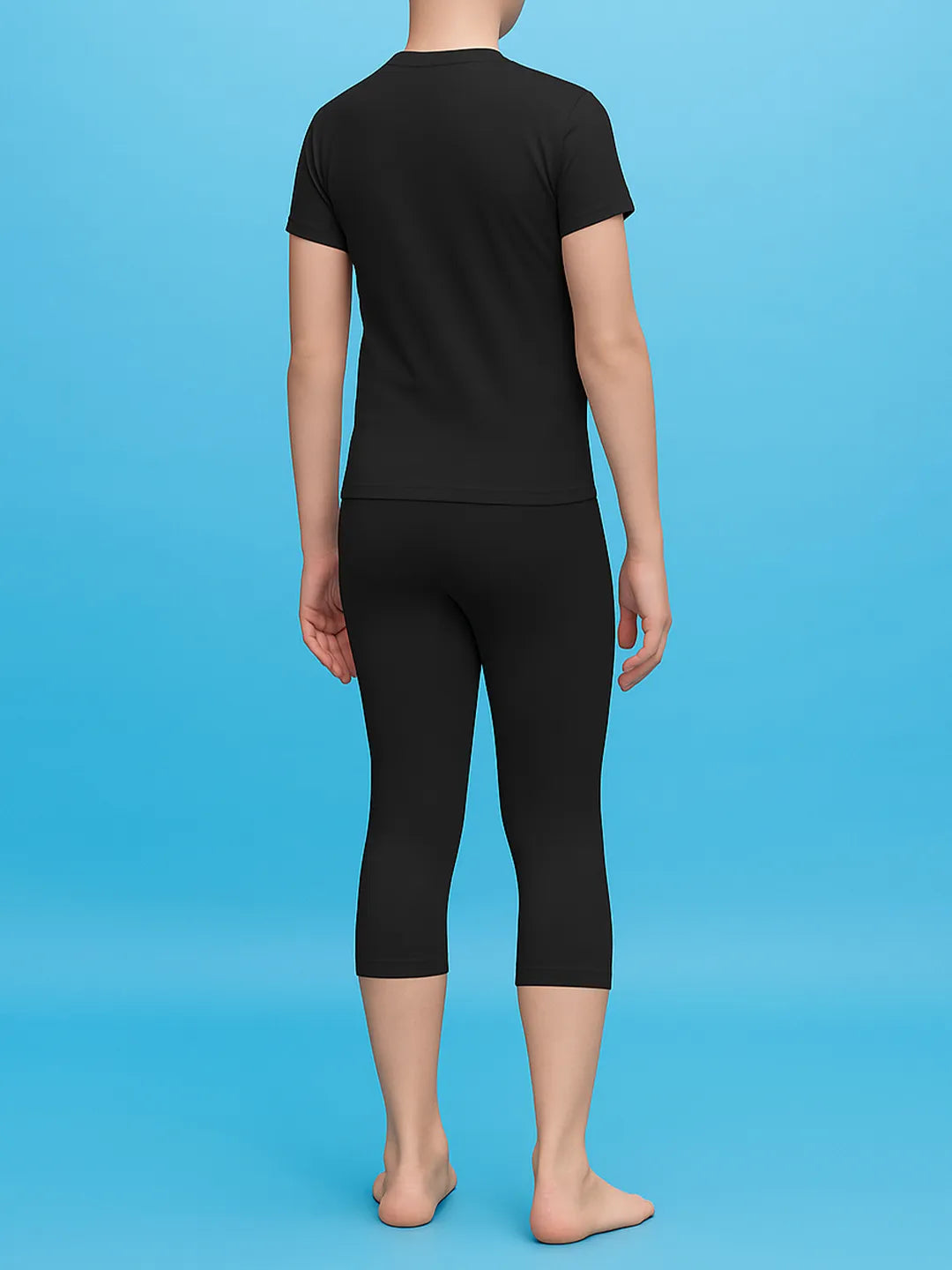 Boys' Solid T-Shirt & 3/4th Tights Set