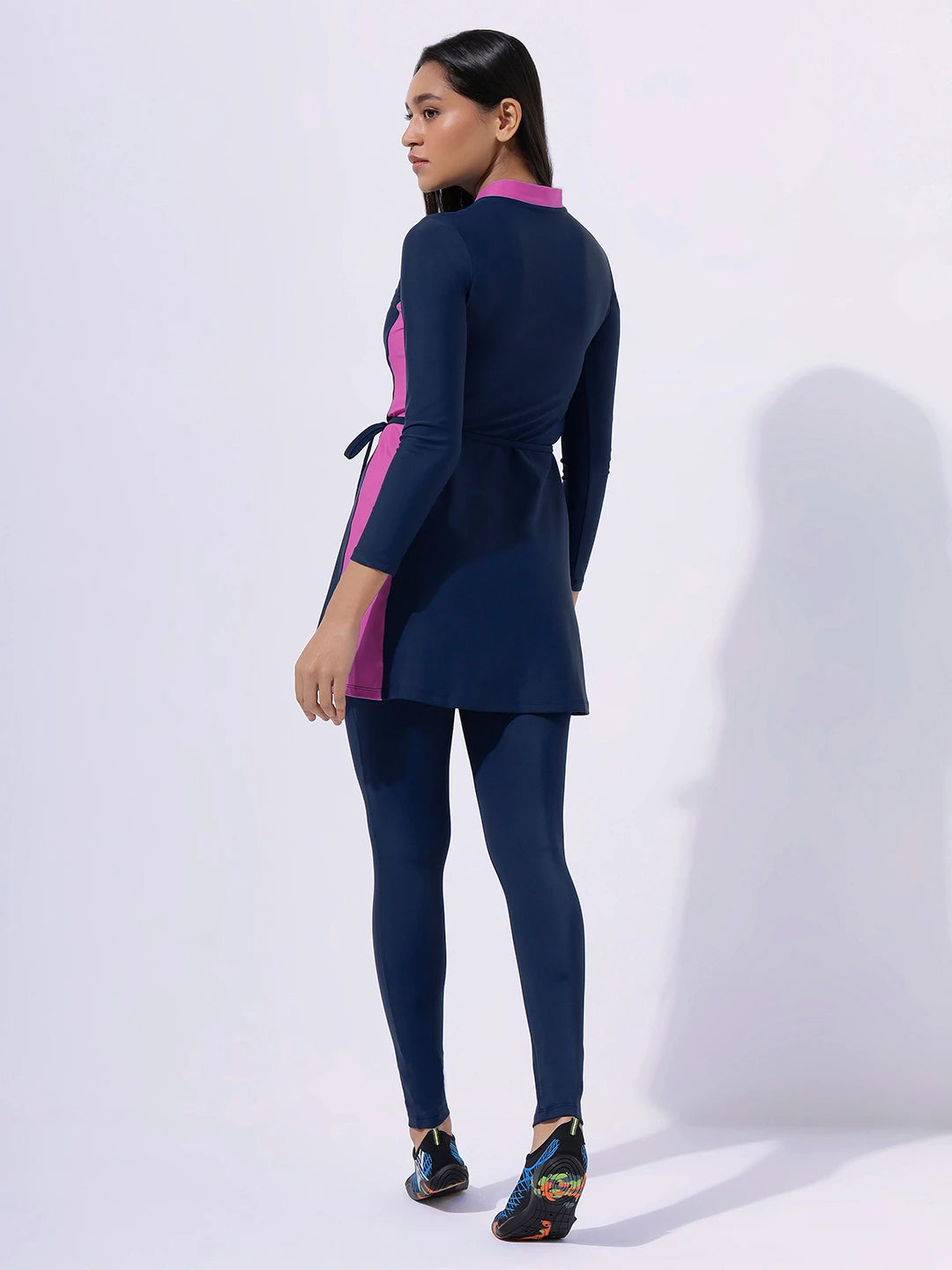Women's Nautical Illusion Swimdress and Tights Set