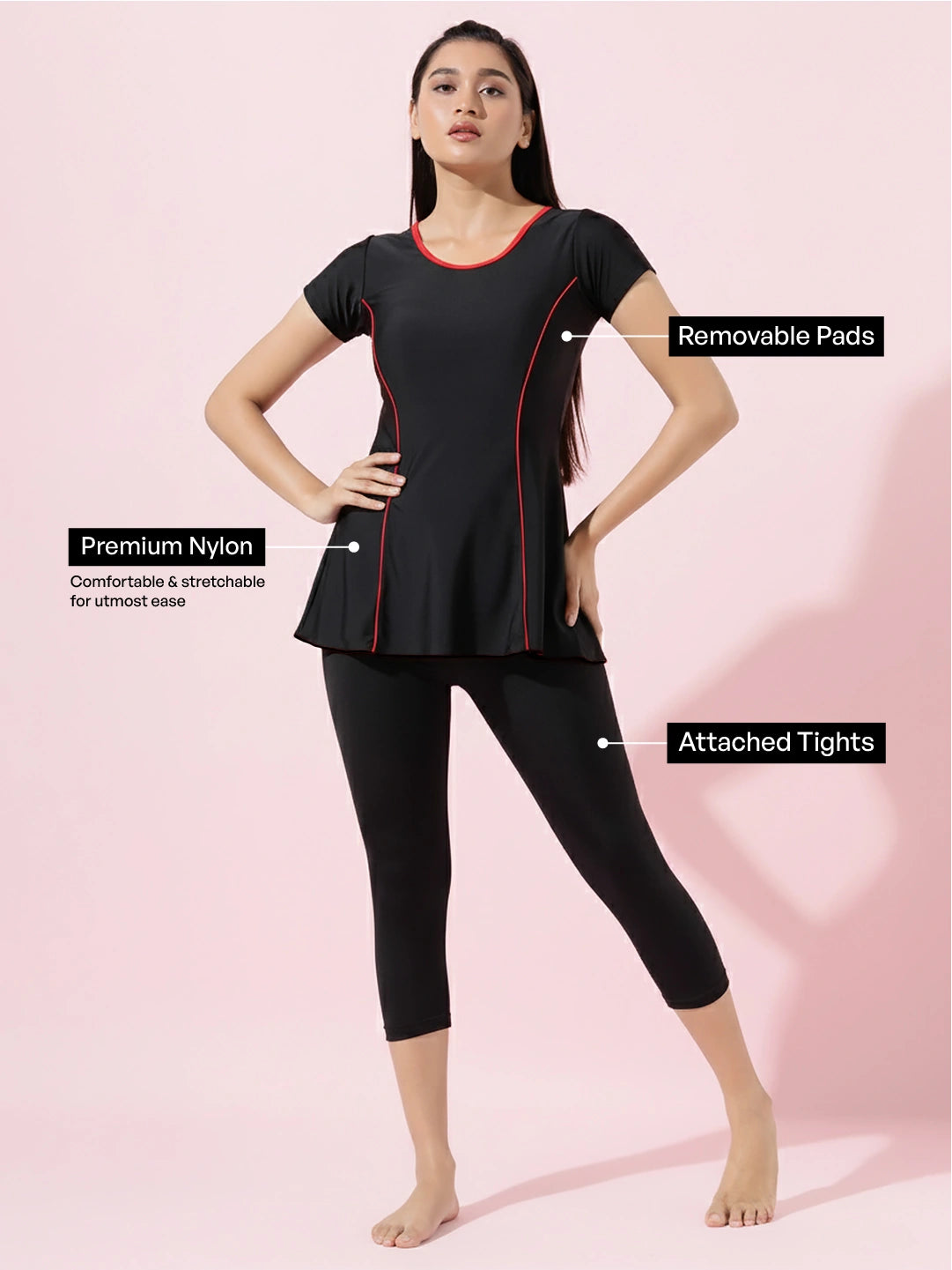 Women's Aqua Piping Swimdress