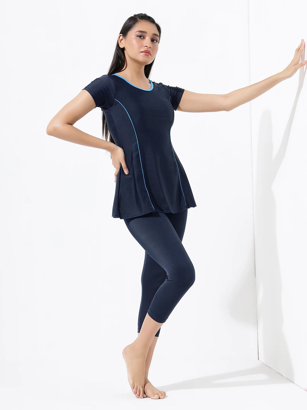 Women's Aqua Piping Swimdress