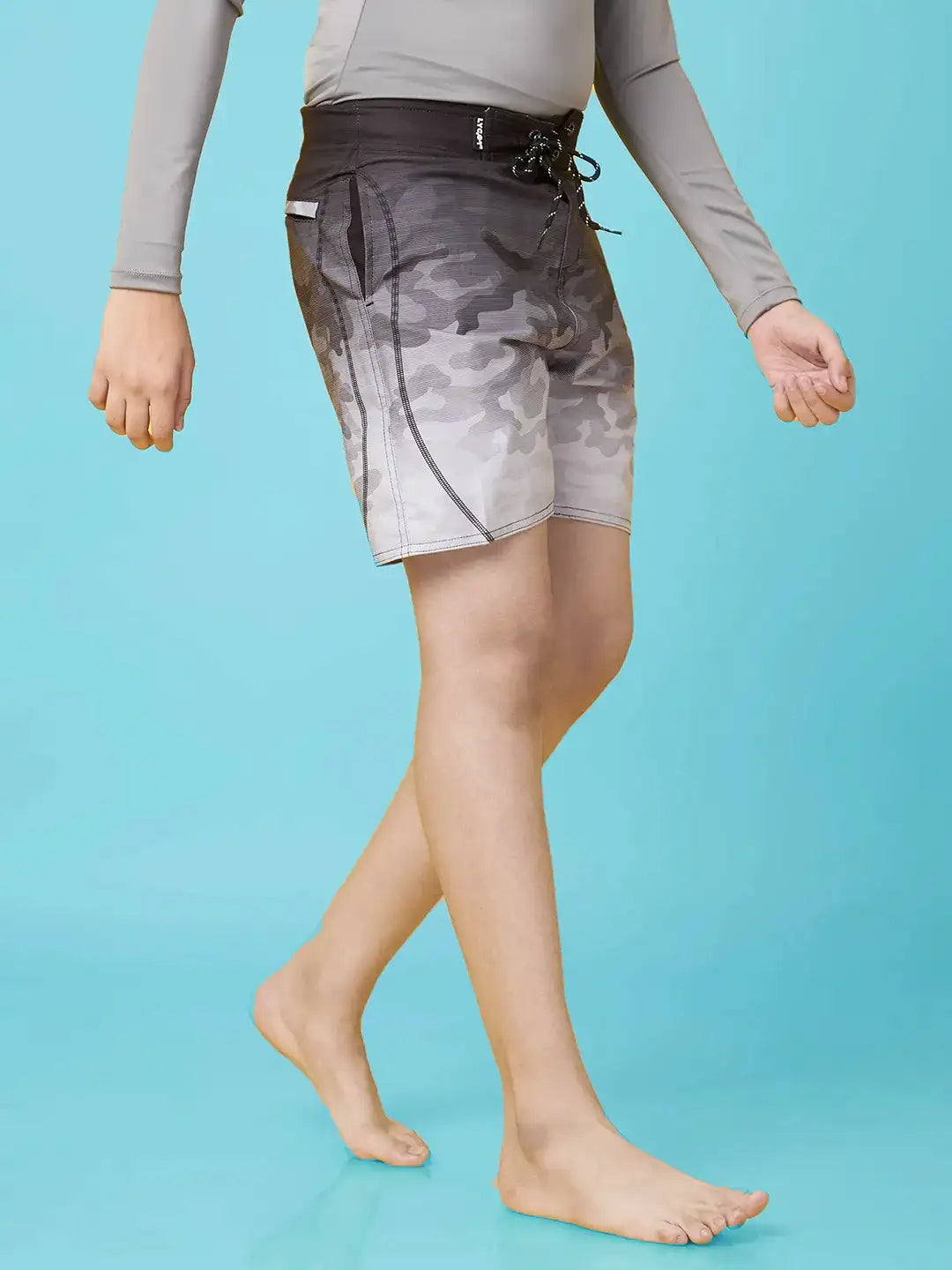 Boys' Grey Camo Beach Shorts