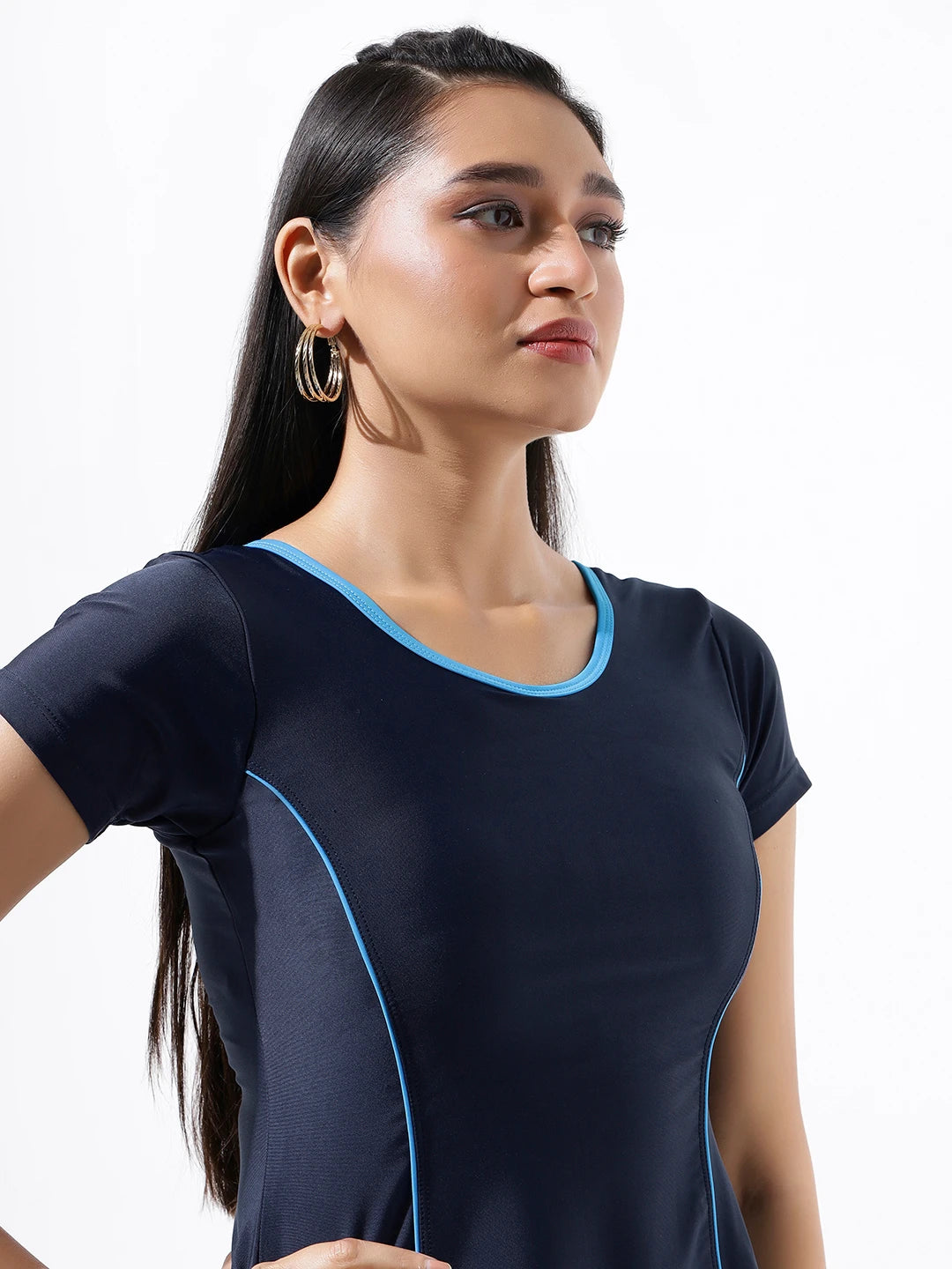 Women's Aqua Piping Swimdress