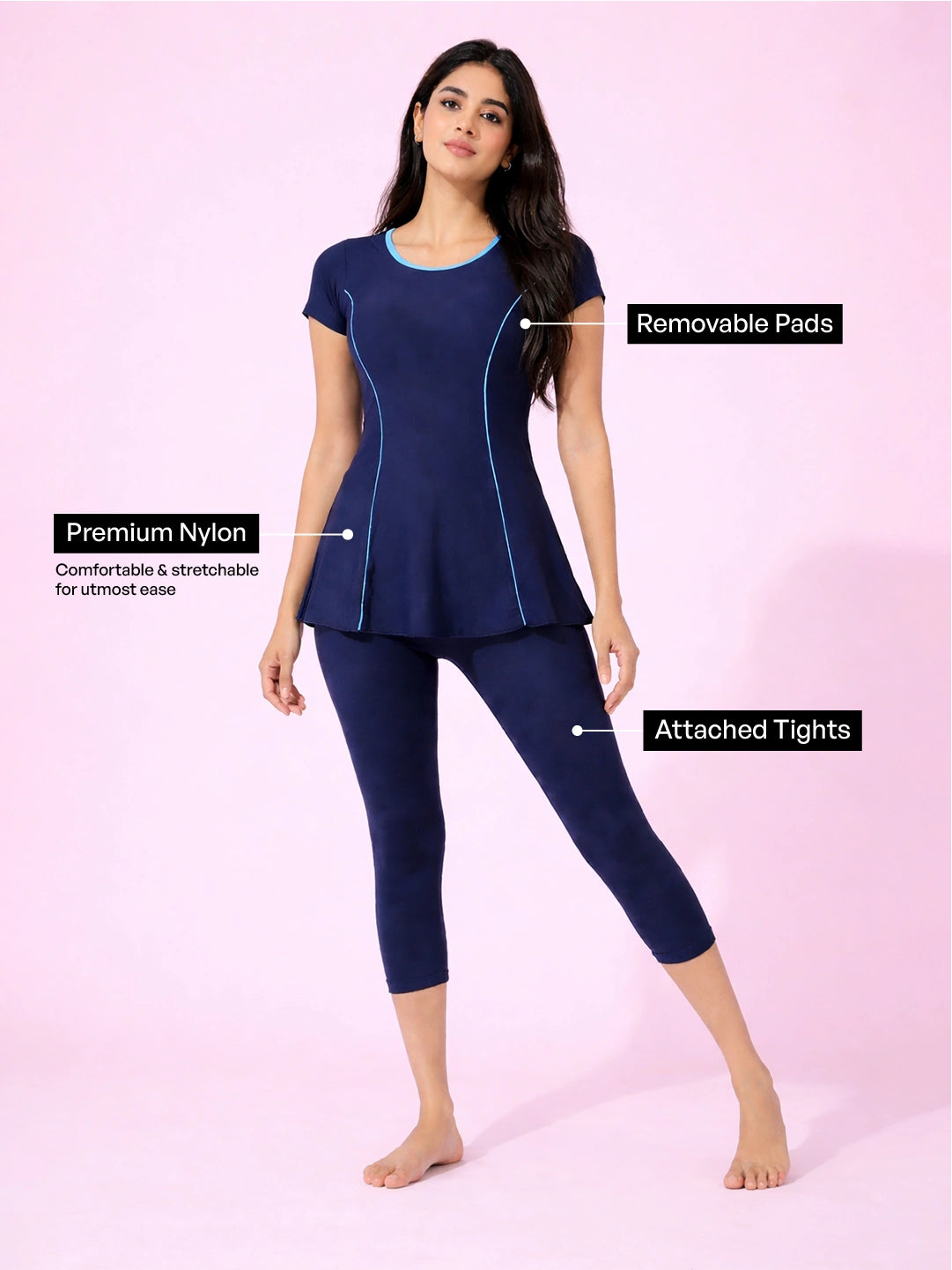 Women's Aqua Piping Swimdress