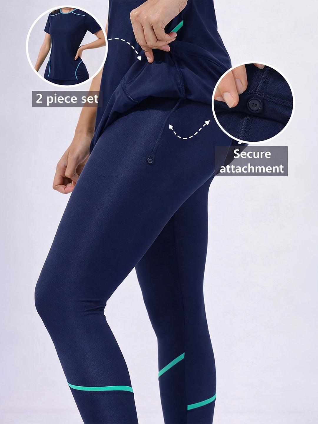 Women's Silhouette Streaks Two-Piece Swimdress and Full Tights Set