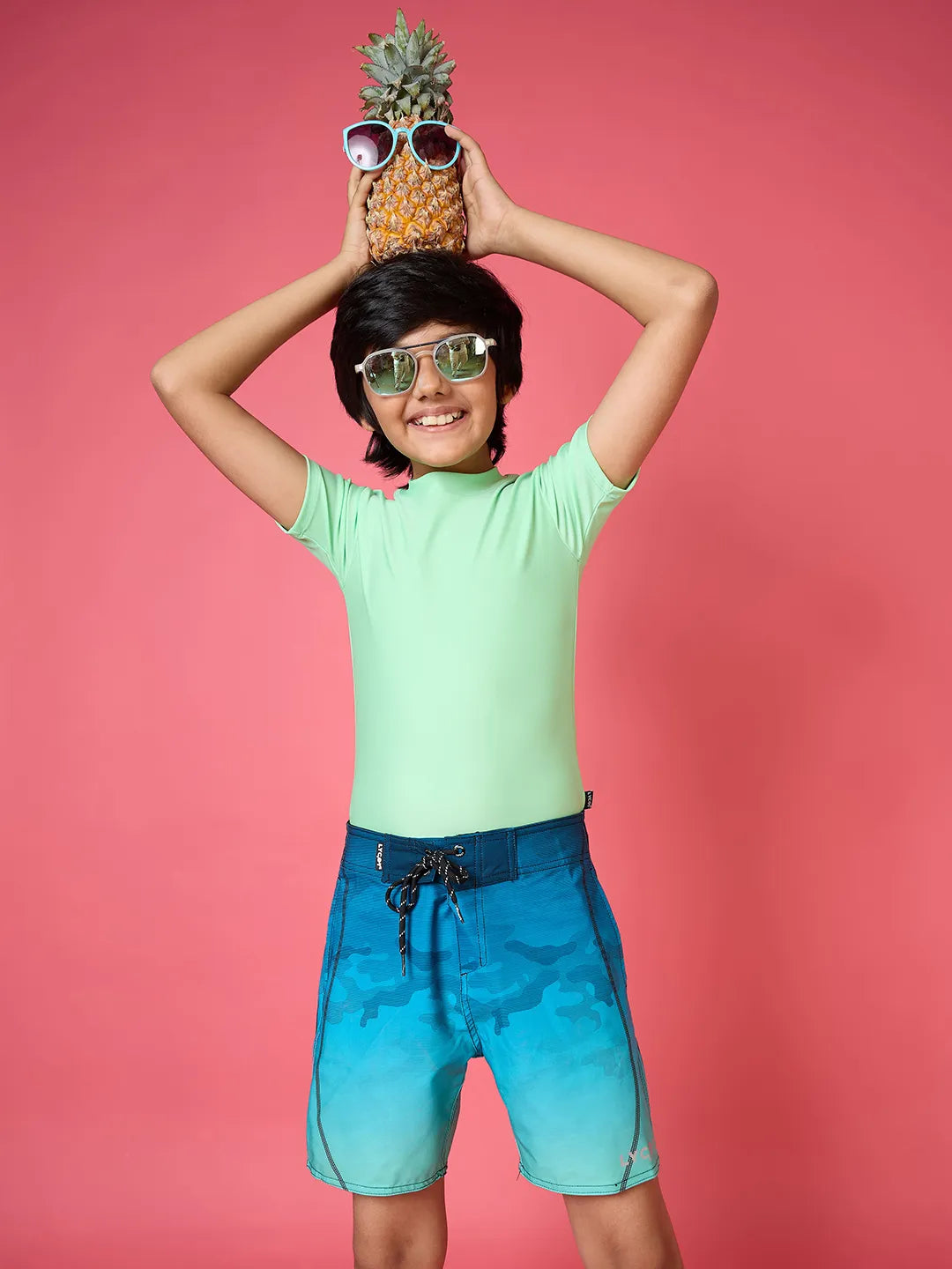 Boys' Aqua Camo Beach Shorts