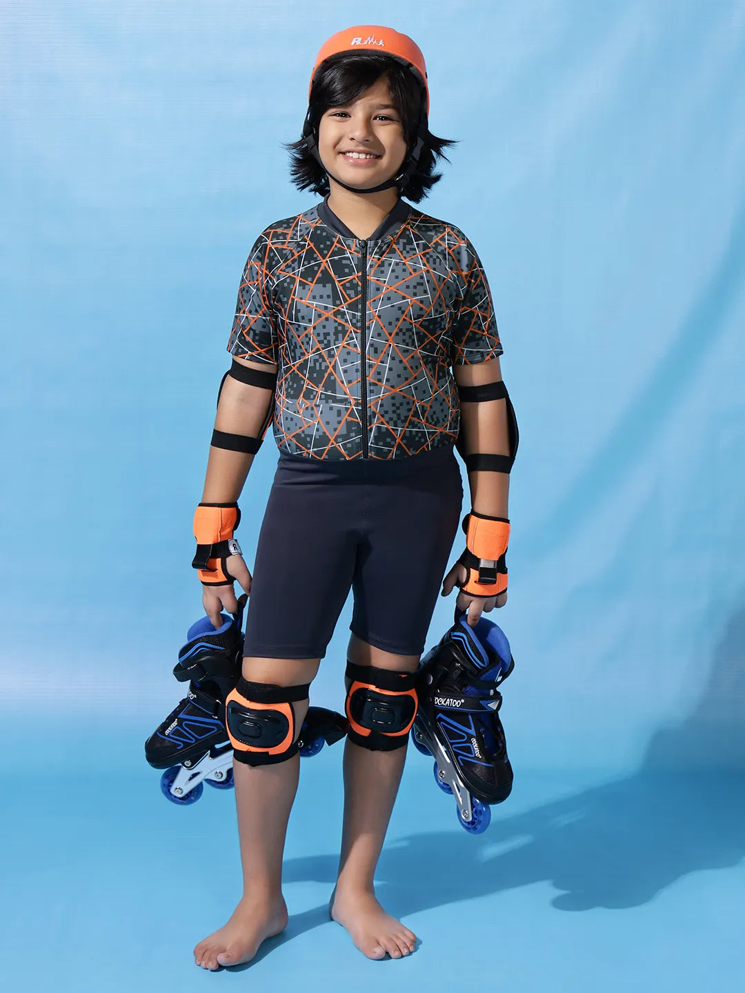 Boy's Geometric Print Skating Suit