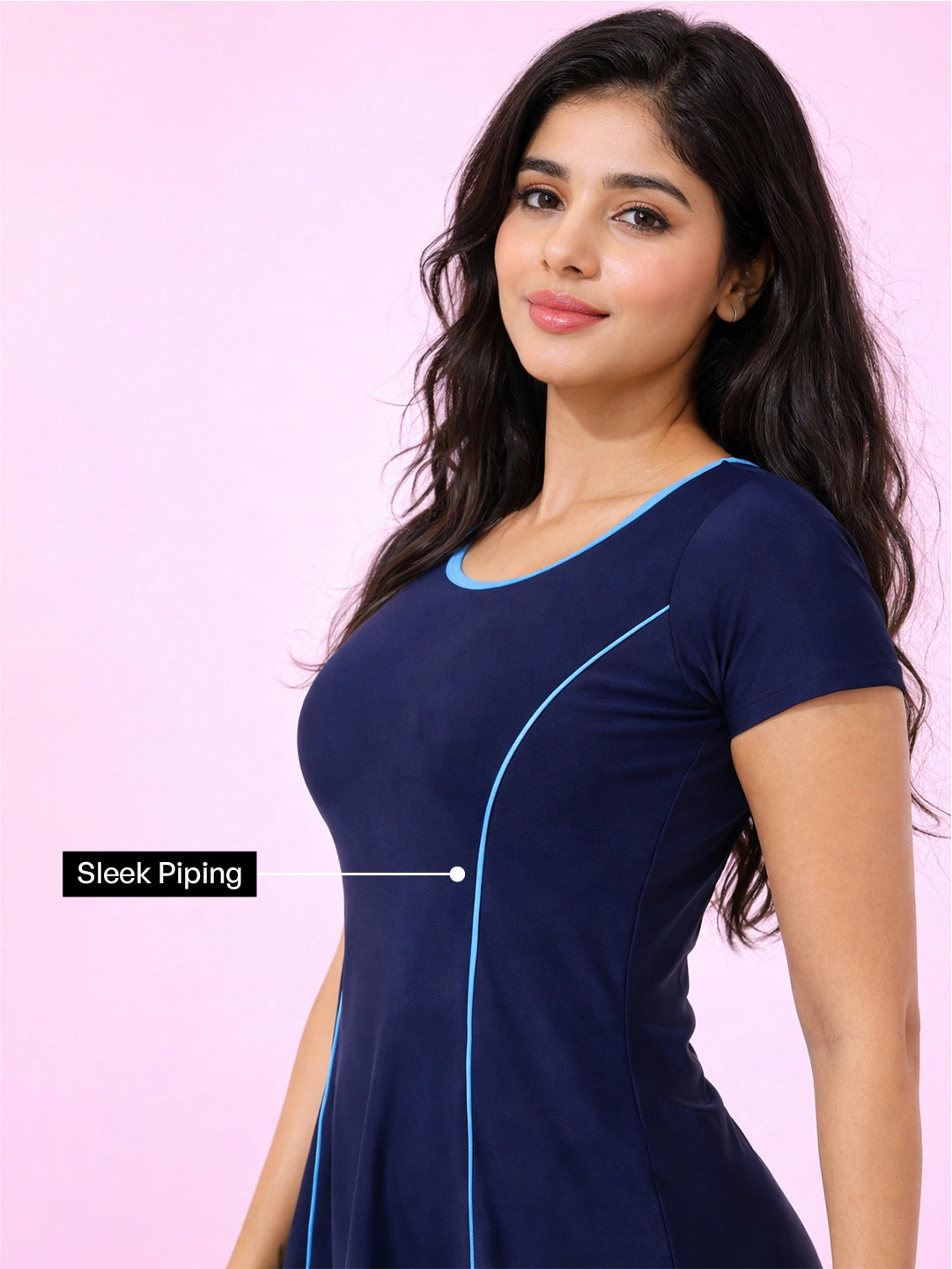 Women's Aqua Piping Swimdress
