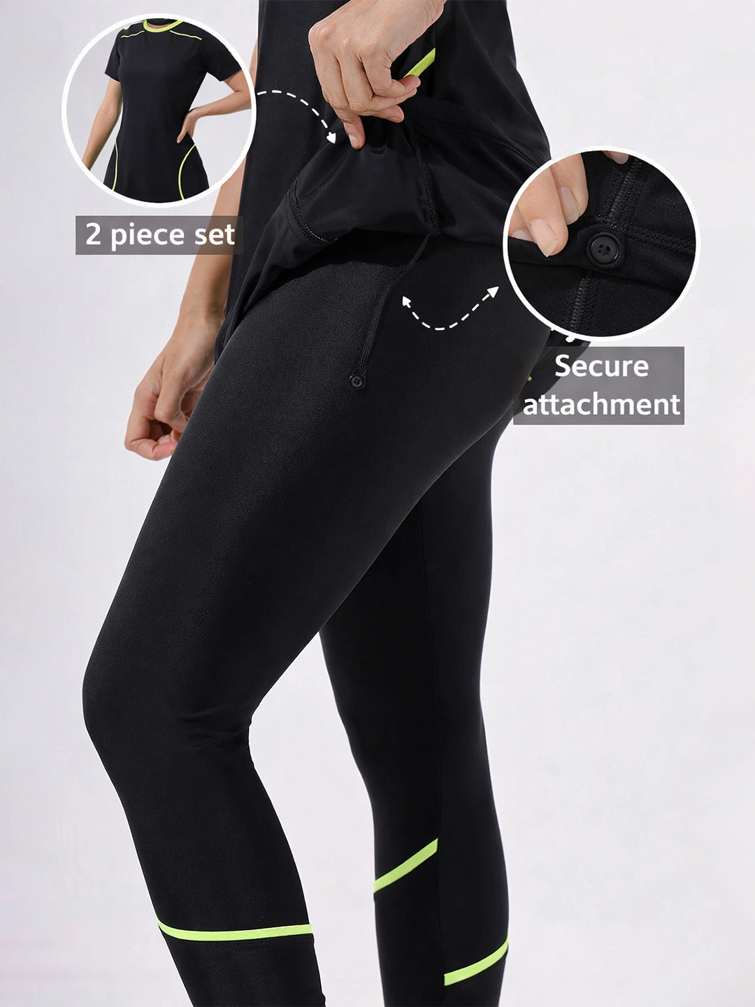 Women's Silhouette Streaks Two-Piece Swimdress and Full Tights Set