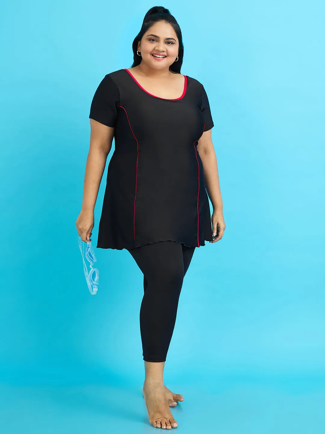 Women's Aqua Piping Swimdress