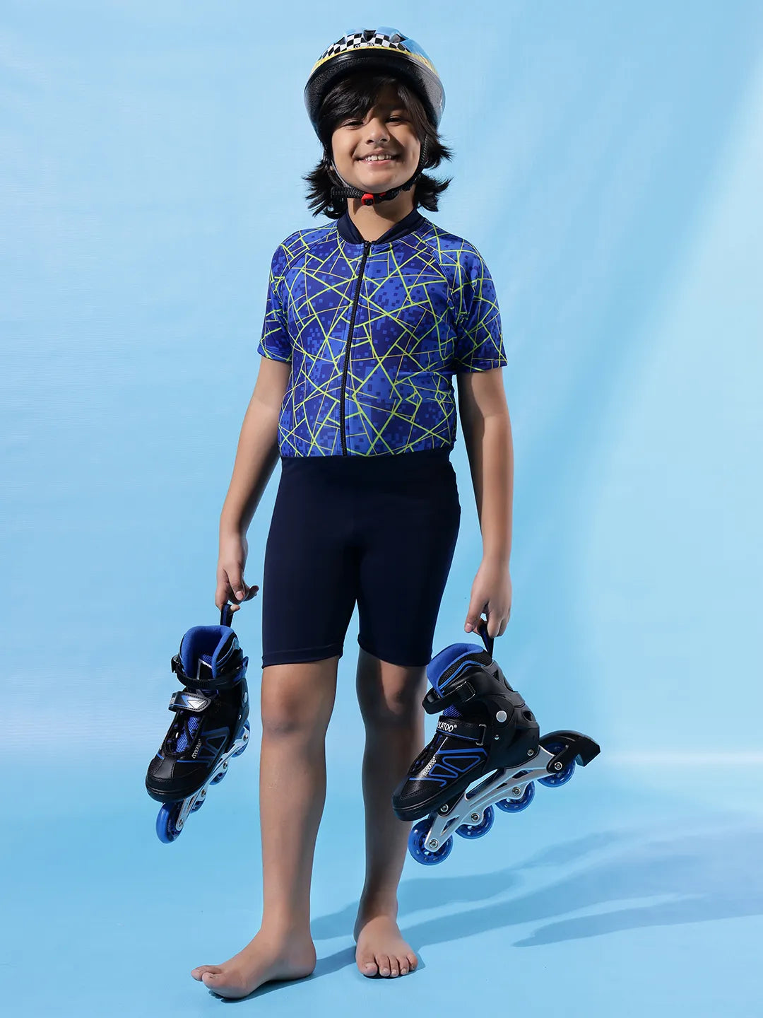 Boy's Geometric Print Skating Suit