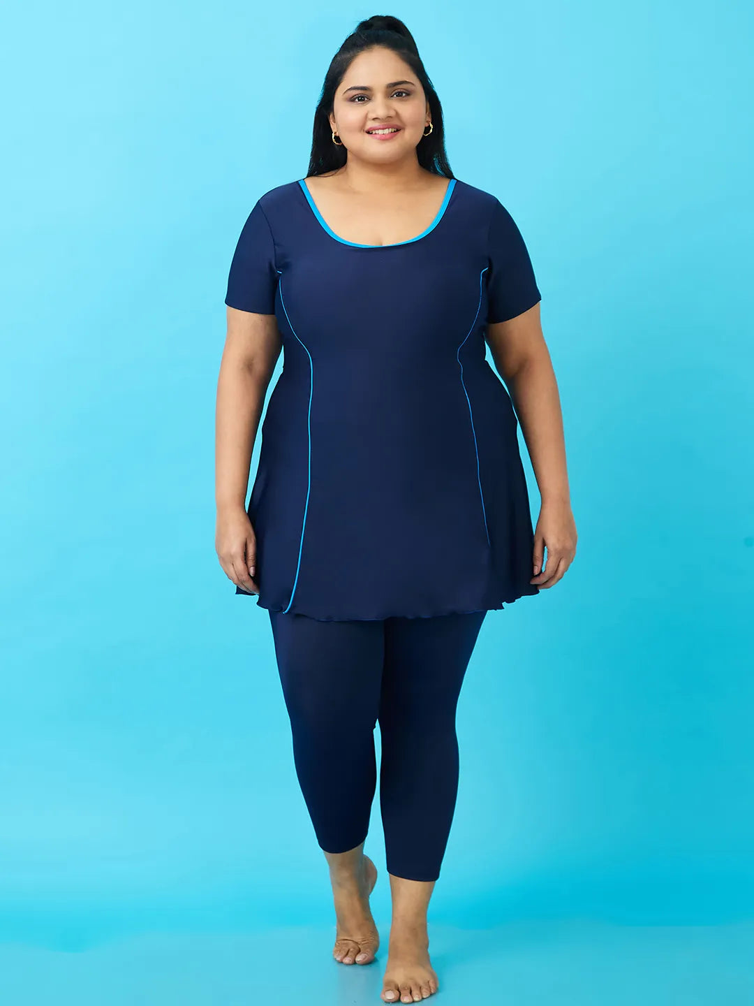 Women's Aqua Piping Swimdress