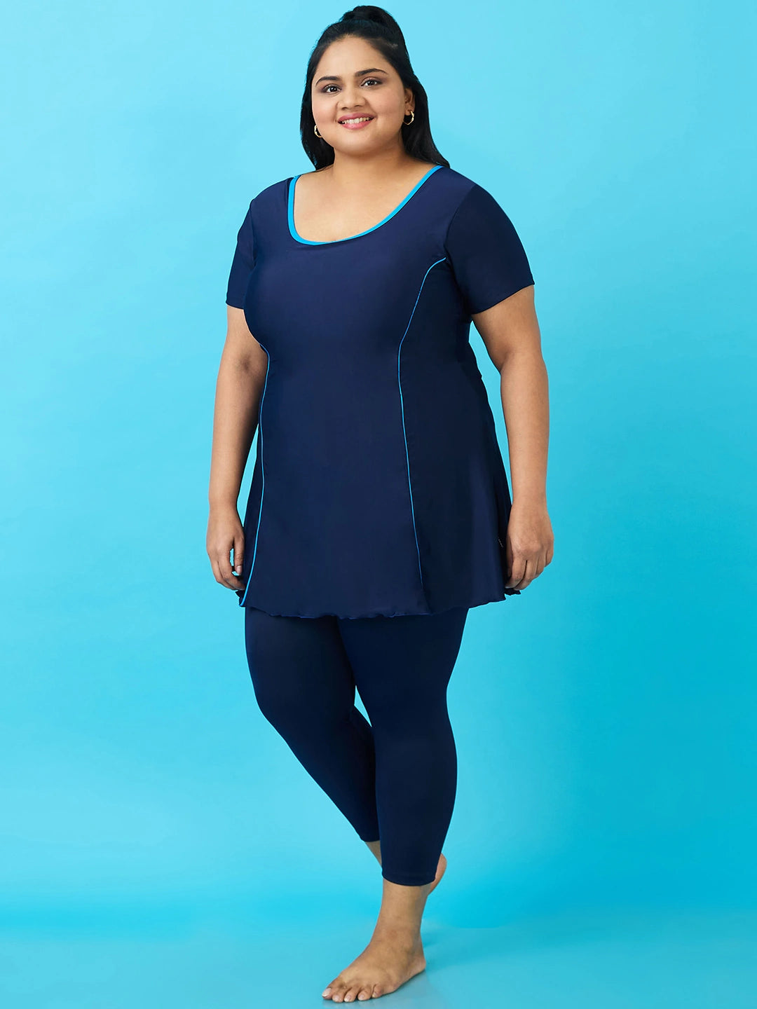 Women's Aqua Piping Swimdress