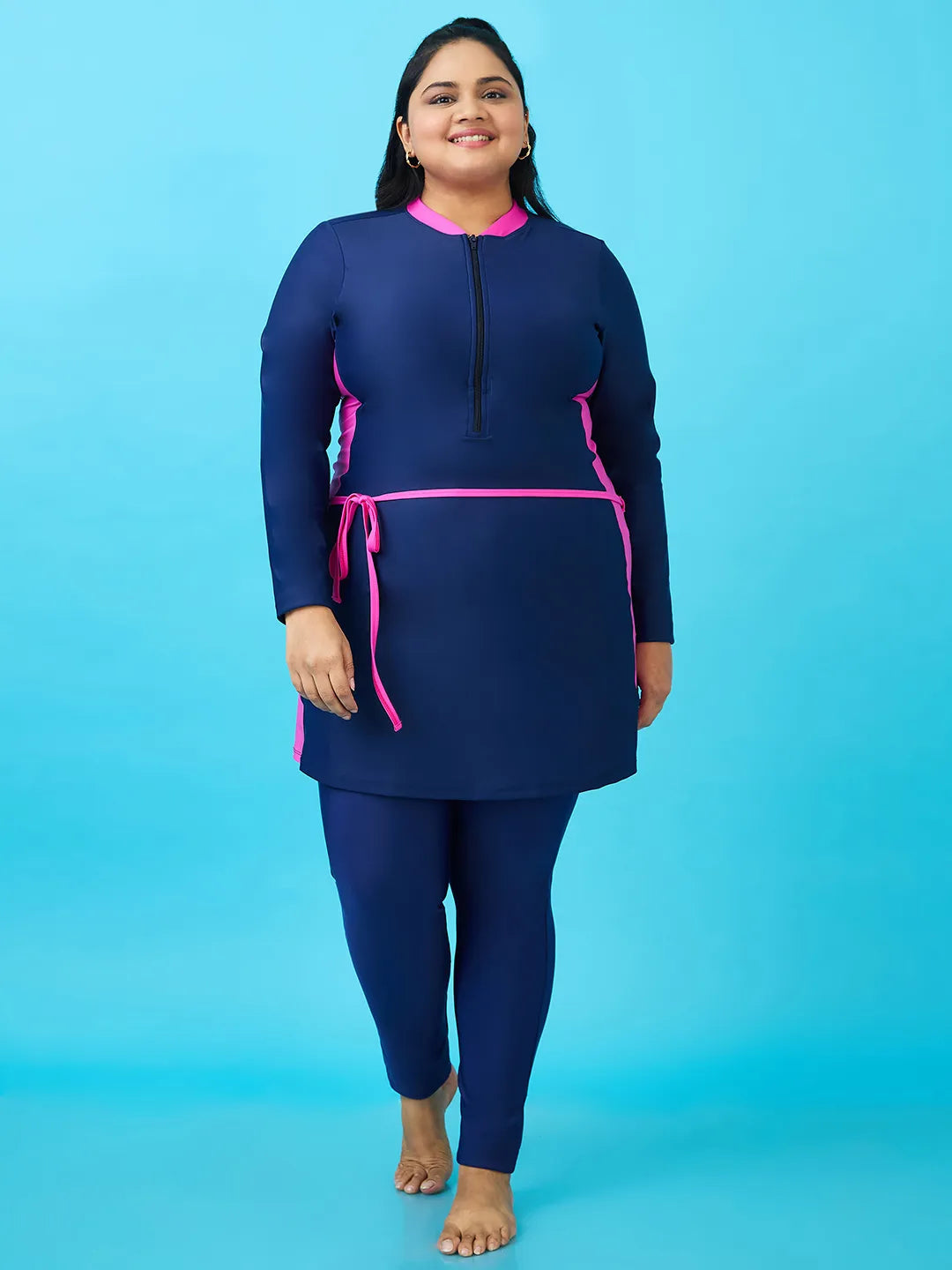 Women's Nautical Illusion Swimdress and Tights Set