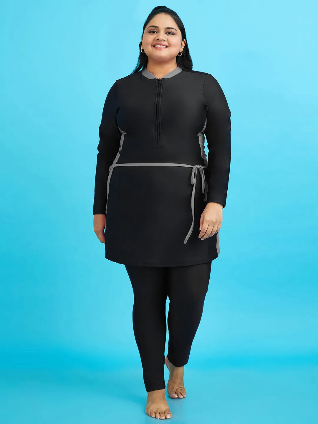 Women's Nautical Illusion Swimdress and Tights Set